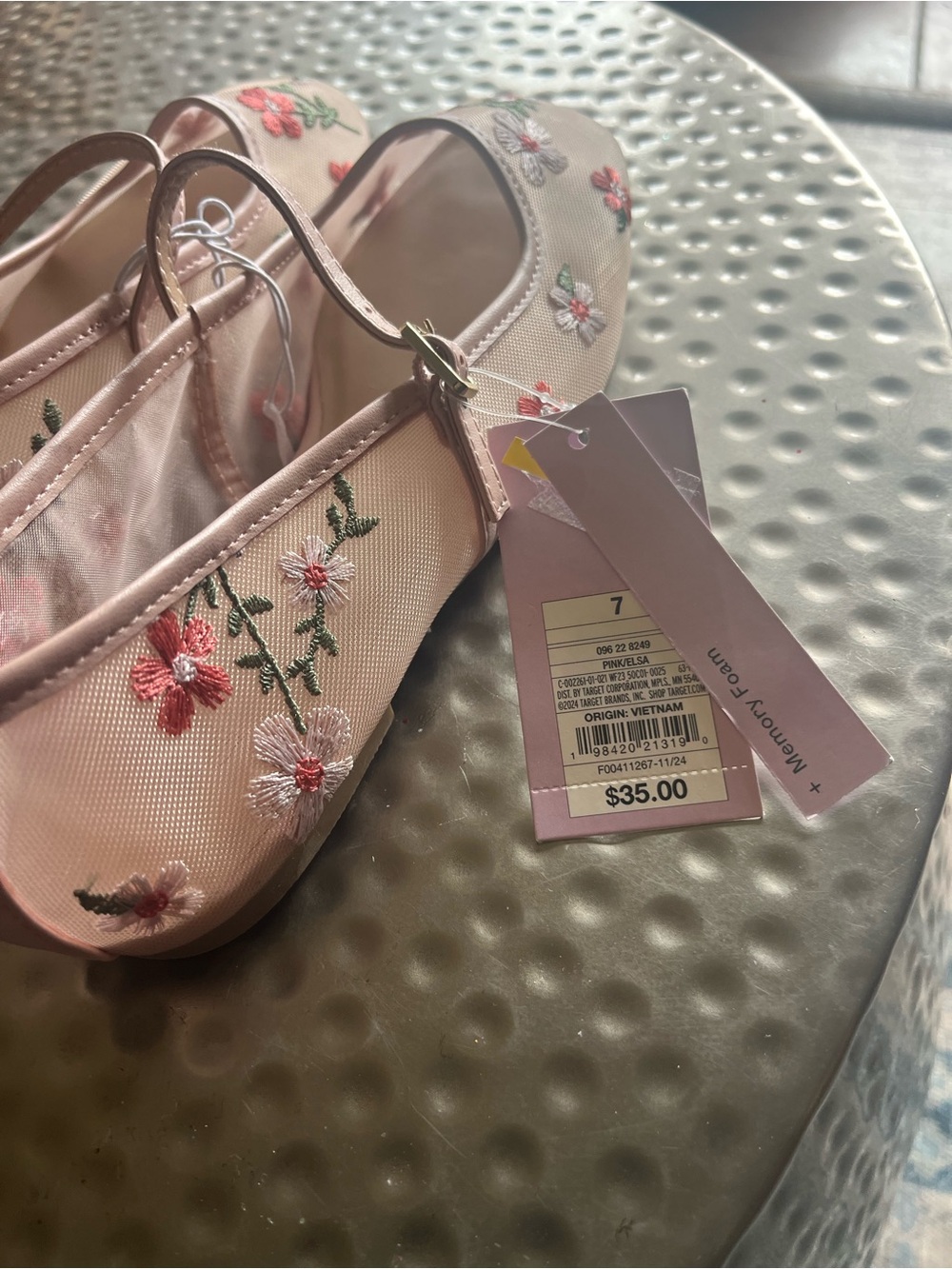 NWT Wild Fable Elsa Floral Mesh Mary Jane Flats in pink. Size 7. So Cute! - Picture 3 of 4